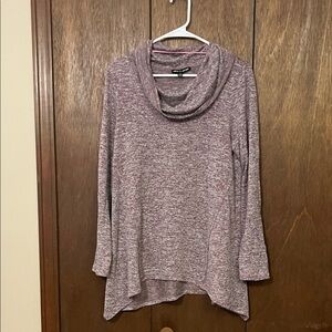 Cable & Gauge Heathered Cowl Neck Sweater - Purple Large